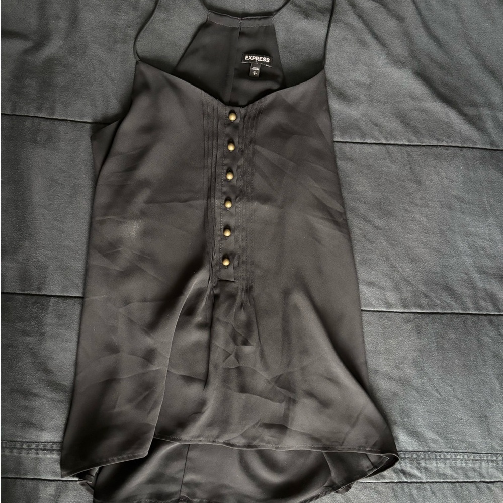 Express Black Sleeveless Top with Button Accents